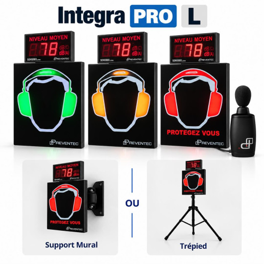 Afficheur de bruit Integra PRO L Casque avec historique 12 mois et trépied