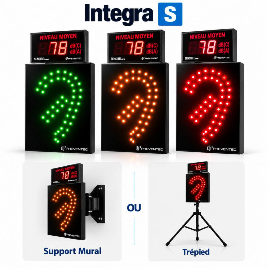 Afficheur de bruit Integra S Oreille avec micro et support de fixation