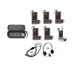 Pack Emetteur mobile WT-200T avec 5 récepteurs avec casques et colliers bim