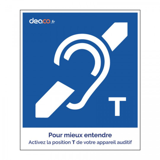 Pictogramme Boucle Magnétique bleu autocollant Position T BIM