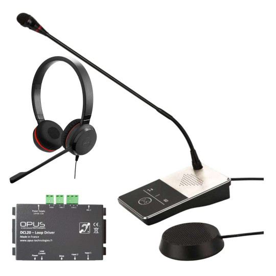 Interphone de guichet tactile STI-01HB avec micro casque et boucle induction
