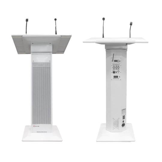 Colonne pupitre amplifiée blanche de 100W avec microphone